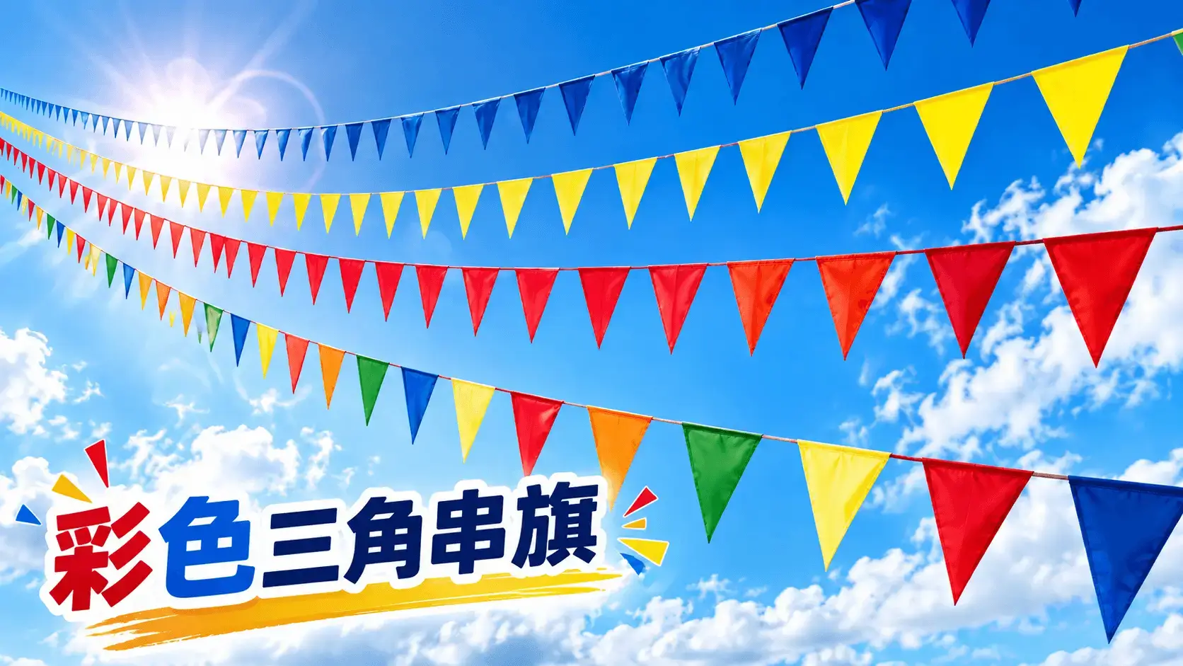 天麗旗幟彩色三角串旗專區-萬國旗-客製化廣告促銷活動串旗-露營節慶裝飾三角旗批發零售